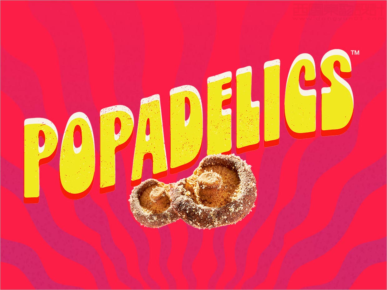 Popadelics香脆蘑菇片素食零食小吃品牌logo設(shè)計