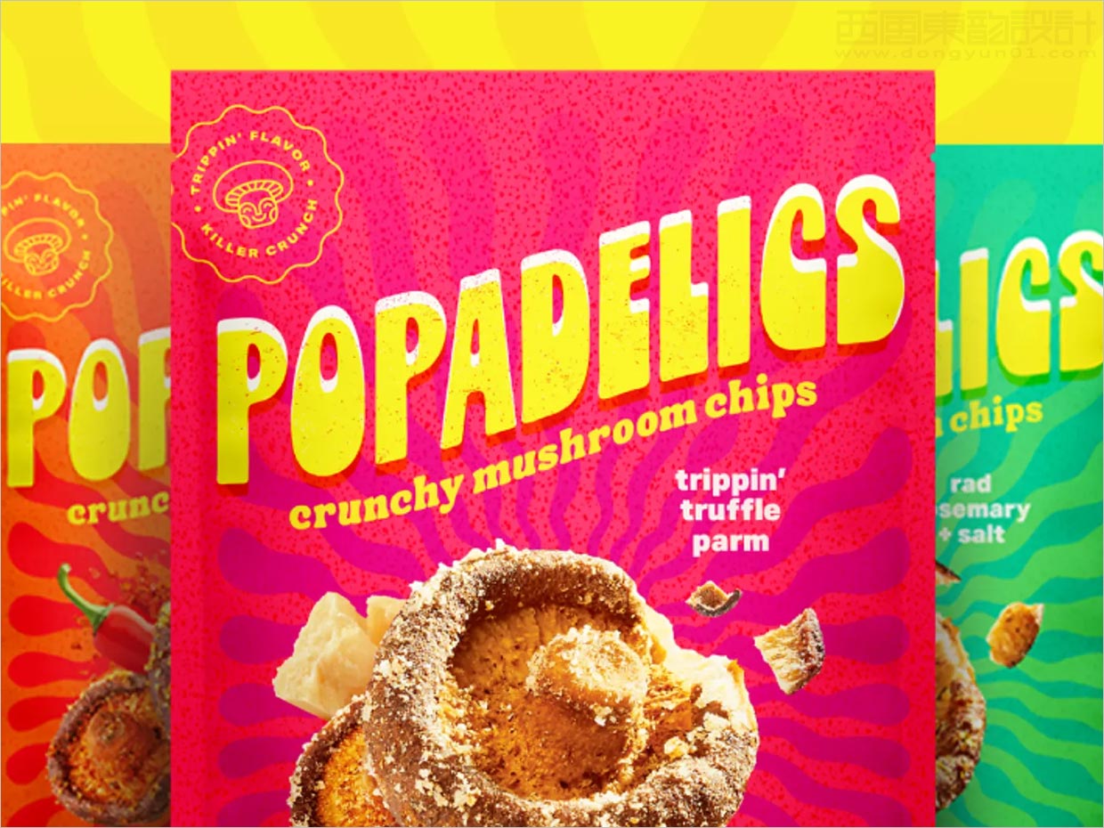 Popadelics香脆蘑菇片素食零食小吃包裝設(shè)計