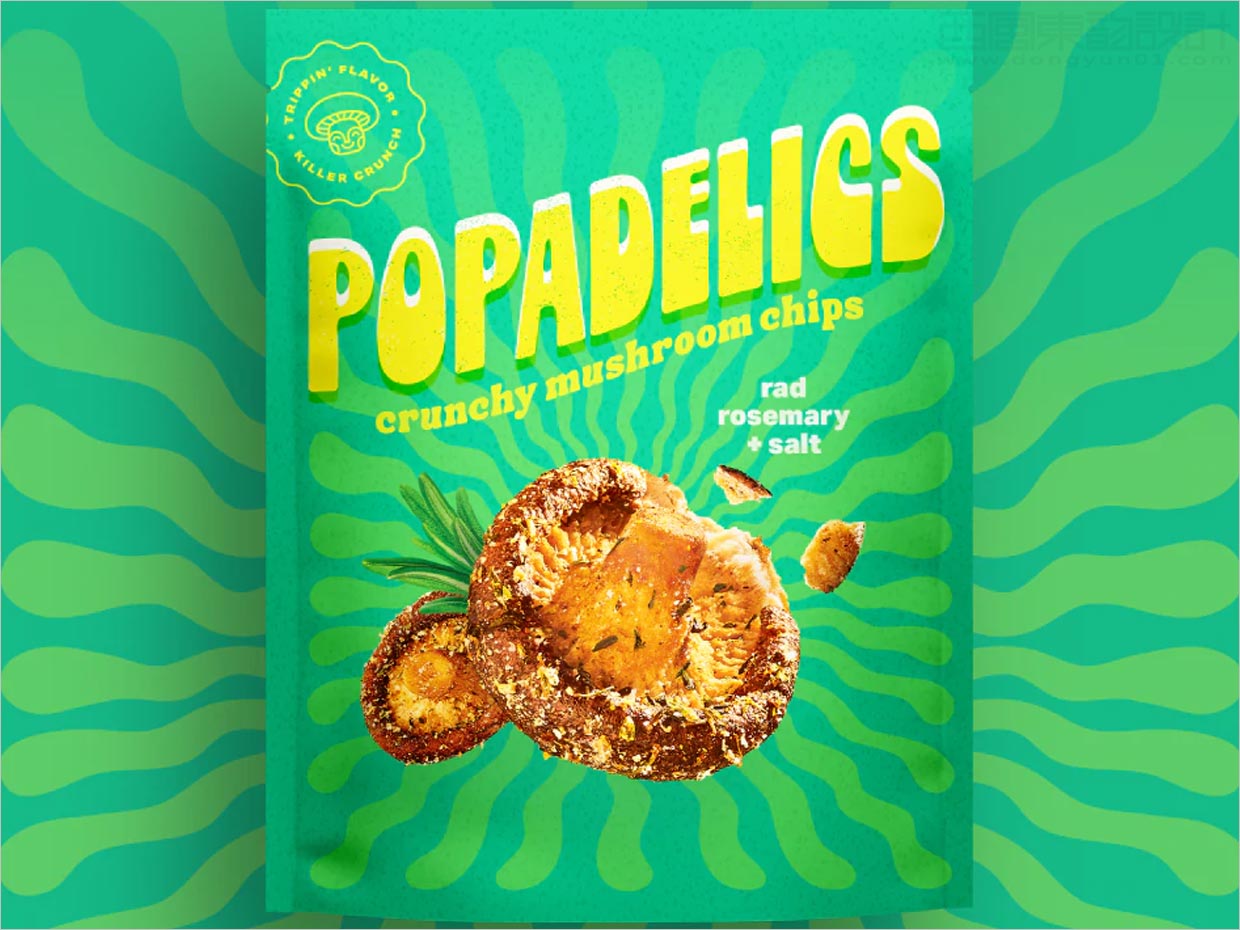 Popadelics香脆蘑菇片素食零食小吃包裝設(shè)計